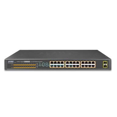 PLANET GSW-2620HP 24-Port 10/100/1000T 802.3at PoE + 2-Port 1000X SFP Gigabit Ethernet Switch (220W)
