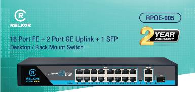 RELKOR GLK-RPOE-005 POE Switch 16+2 Ports 10/100/1000 Mbps