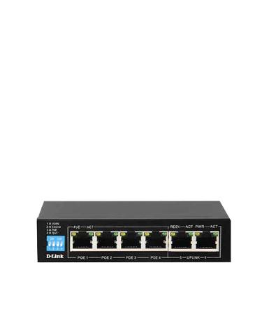 D-LINK DGS-F1006P-E 6-Port 1000Mbps Switch with 4 PoE Ports and 2 Uplink Ports PoE budget 60 Watt