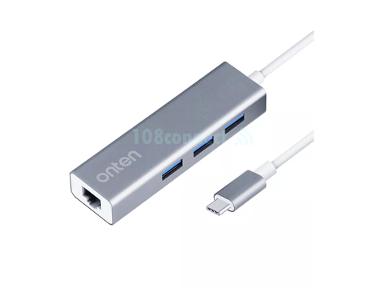 ONTEN OTN-9593 USB-C to-3-Port Hub with Gigabit Ethernet Adapter