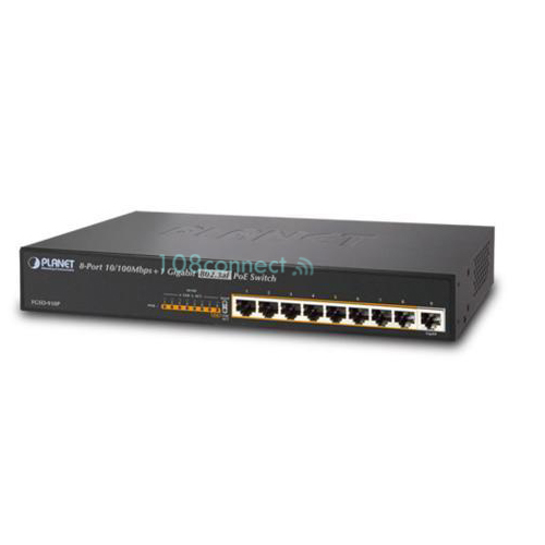 PLANET FGSD-910P 8-Port 10/100Mbps 802.3af PoE + 1-Port 10/100/1000Mbps Desktop Unmanaged Switch