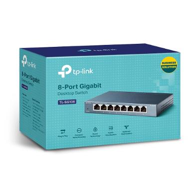 TP-LINK TL-SG108 8-Port 10/100/1000Mbps Desktop Unmanaged Switch